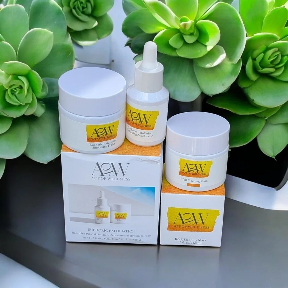 Act of Wellness Polish, Exfoliator and R&R Sleeping Mask Bundle (All New)